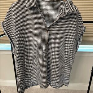 Black & White Gingham Short-Sleeve Women’s Shirt